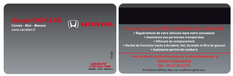 Carte privilèges Honda